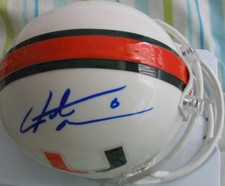 Santana Moss autographed autograph signed auto Miami Hurricanes mini helmet JSA