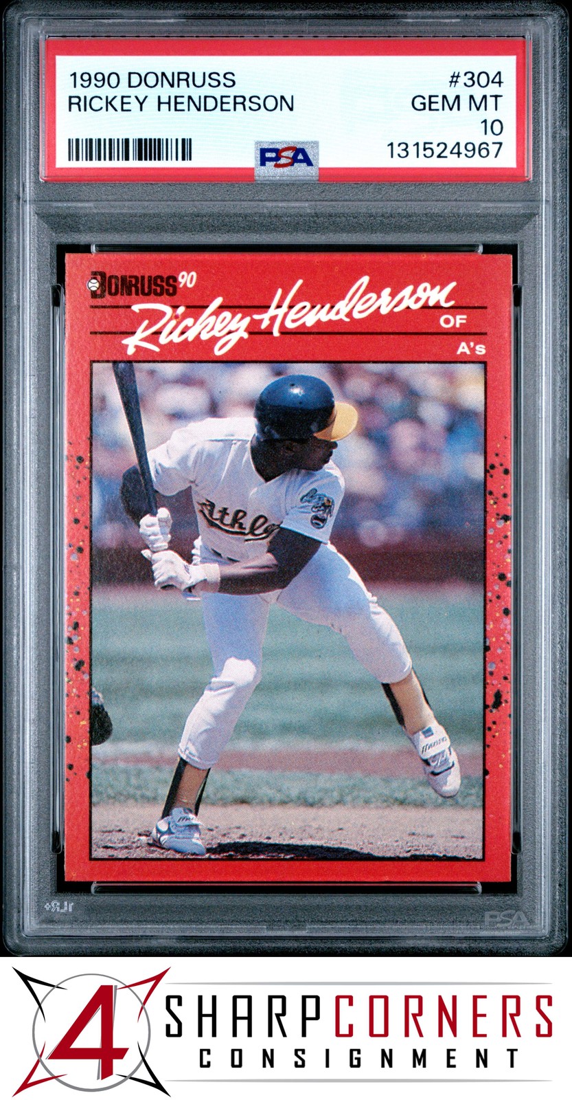 1990 DONRUSS #304 RICKEY HENDERSON ATHLETICS HOF PSA 10