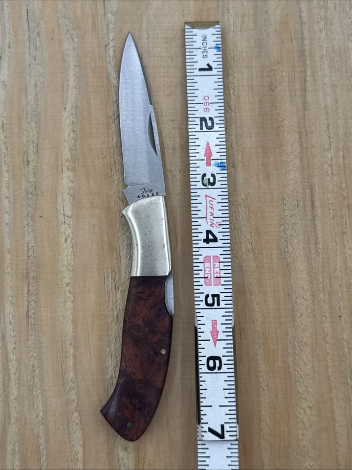 Vintage FURY #40083 Folding Lockback 440 Japão Burl Wood *LEIA A DESCRIÇÃO* - Imagem 2 de 4