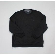 Izod Men Black Sweater Long Sleeve Crew Logo Neck Size XL