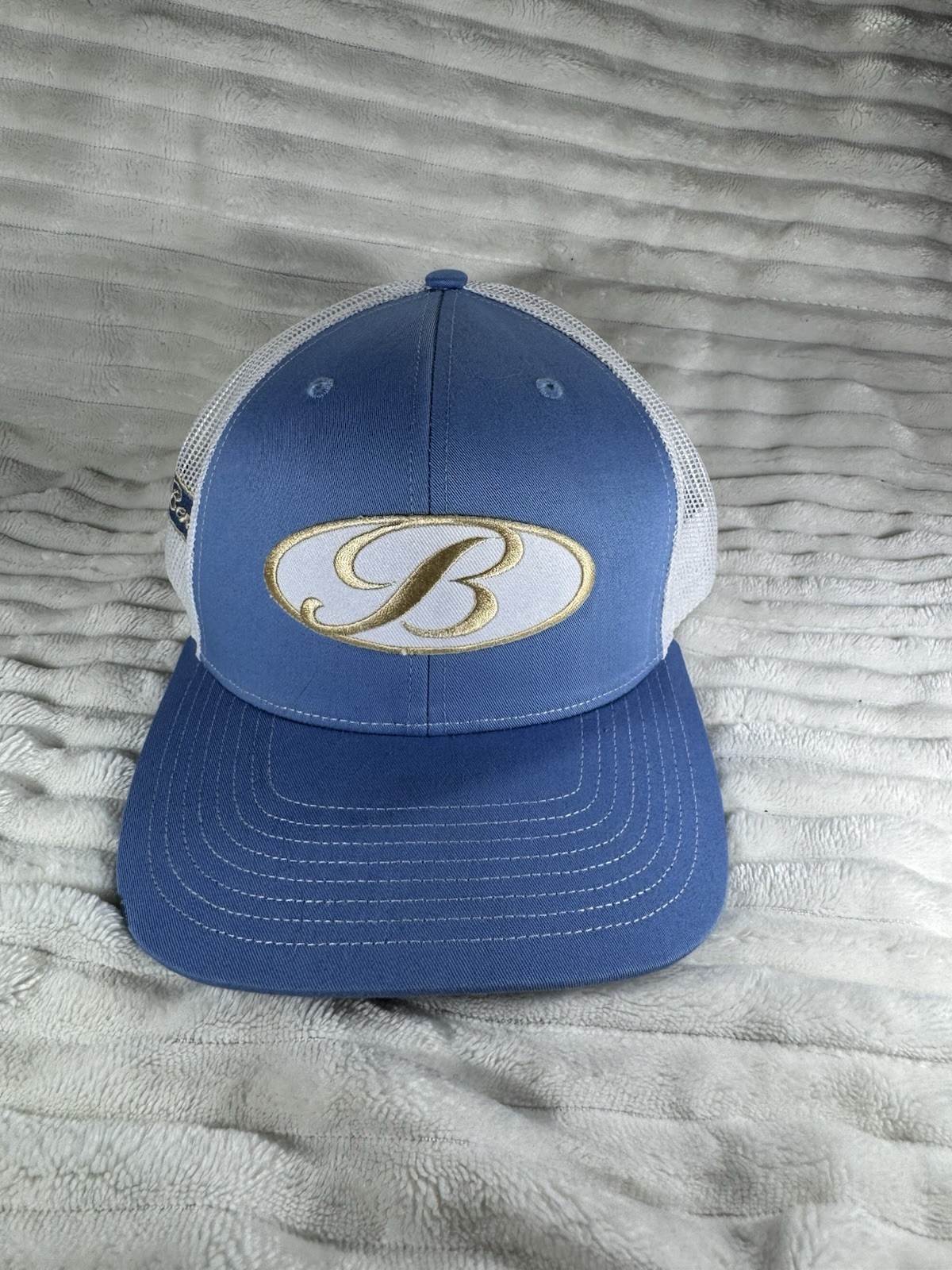 Bentley Pontoons Baby Blue Richardson Hat EUC 112 Snapback Mesh Trucker