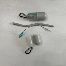 Silicone Reusable Travel Straw On The Go/Camping Case & Cleaning Brush (2pack)