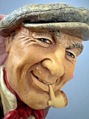 1988 Bargee Bossons Congleton Head Chalk ware Figurine 3 Clay pipe Warts n all