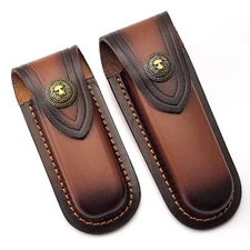 Leather Cowhide Knife Scabbard w/Copper Buckle Outdoor Straight Knife Scabbard