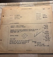 1929 Model A Ford Business Coupe Sales Order Form From 6-15- 29