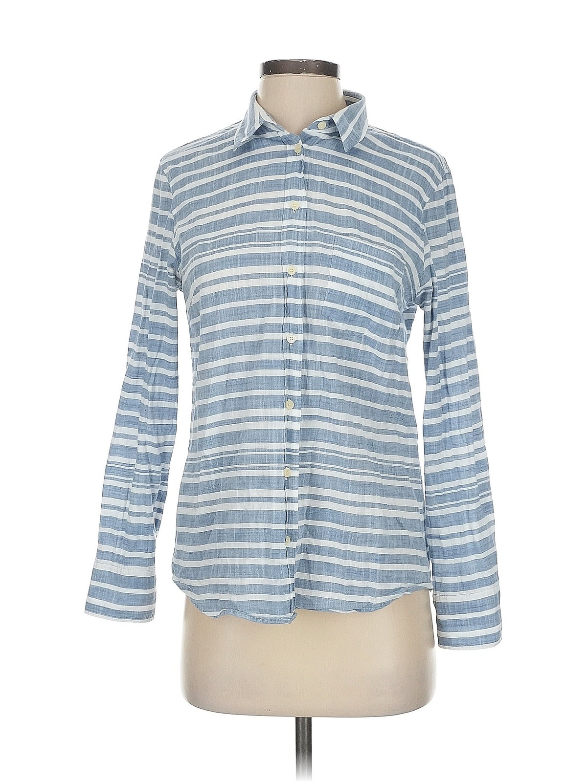 Factory Store Women Blue Long Sleeve Button-Down Shirt S