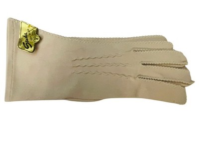 VTG SENDRA LADIES GLOVES BEIGE SIZE 8 TEA LENGTH 100% NYLON NEW TAGS PIN TUCK