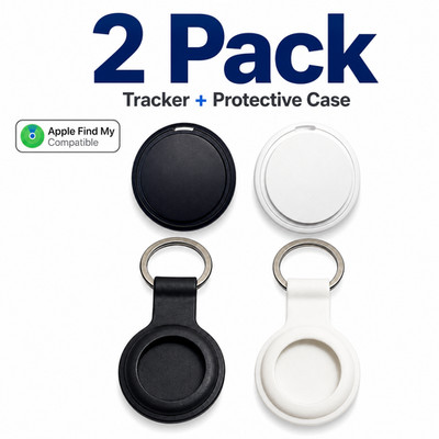 2x Bluetooth Tracker mit Hülle Apple Wo ist kompatibel Schlüsselfinder Tasche
