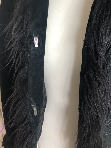 Y2K Embroidered Real Suede Faux Fur Boho Penny Lane Afghan Coat Size 12-14 - Picture 11 of 17