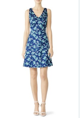 Draper James Women s Blue Floral Knot Love Circle V-Neck Dress Size 0 New $135