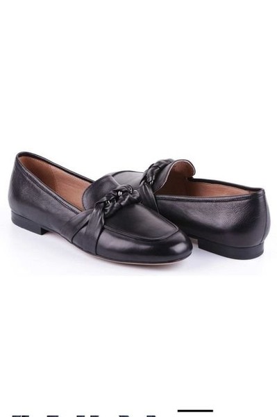 Women Vitto Rossi Loafers Black Leather 37 #7E9H