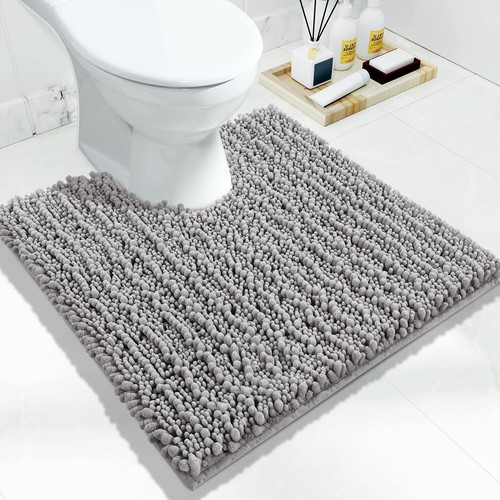 Toilet Rugs U Shaped 24x24, Soft Comfortable Absorbent Chenille Toilet Mat fo...