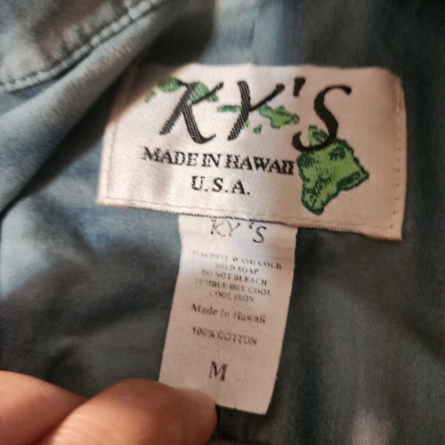 Vintage Ky's Hawaiian Shirt Men's Medium Motor 80s Floral Surf Made in Hawaii - Picture 7 of 9