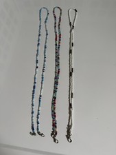 3 Beaded Eye Glass Necklace Holders 28 Inches Long