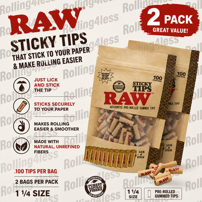 RAW Pre-Rolled Sticky Tips Bag | Deal of 2 Packs
