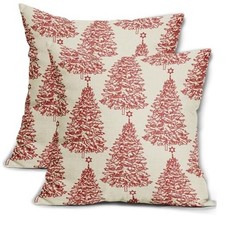 Christmas Pillow Covers 16x16 Set of 2 Xmas Tree Star 16" x 16" Pack of 2 Red