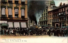 !906 Fire scene New york City Federal Leather Co costumes postcard a118