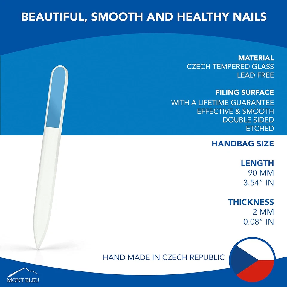 Lima de uñas de vidrio Mont Bleu pequeña premium - vidrio templado checo genuino - Handmad Foto 2 de 4