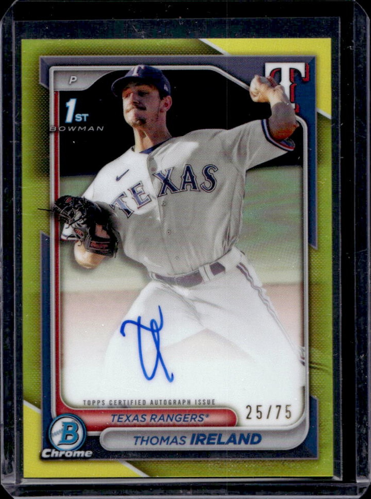 2024 Bowman Chrome Thomas Ireland Auto Yellow Refractor 1st #25/75