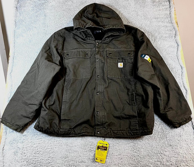 Carhartt Men's Moss Relaxed Fit Washed Duck Sherpa-Lined Utility Jacket 5XL