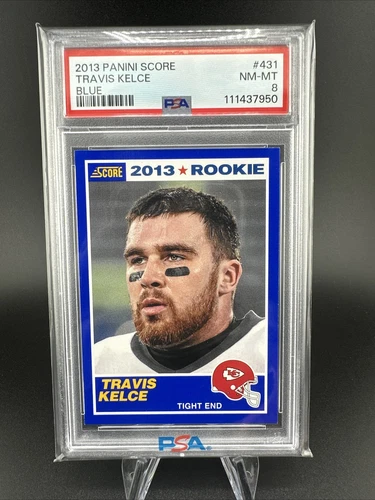 2013 Panini Score Travis Kelce Rookie #431 BLUE SSP RC PSA 8 Chiefs