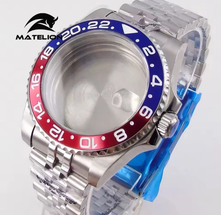 GMT Pepsi Style Diver Mod Kit 40mm Case for Seiko NH34/35/36 SS Jubilee - Image 2 of 4