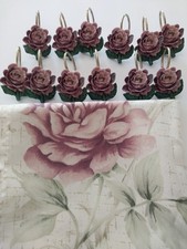Purple Lilac ROSES 12 Matching Hooks Standard Shower Curtain