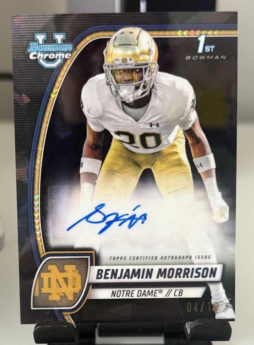 2024 Bowman University Chrome Sapphire Black Auto /10 Benjamin Morrison (RC)