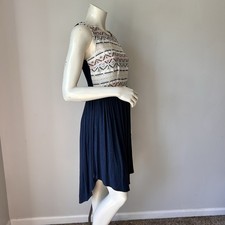 Anthropologie Dolan Embroidered Stripe Boho Soft Jersey High-Low Dress Small