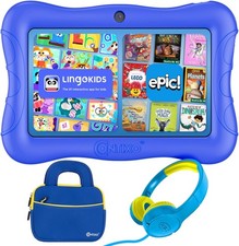 7" Kids Learning Tablet Bundle Headphones Case Educational Games Apps Blue