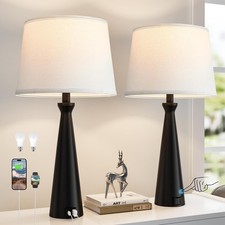 Modern Table Lamps Set of 2 - Touch Bedside Lamp for Nightstand with Dual USB...