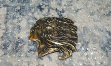 Vintage Brass Indian Head Belt Buckle Western Americana Native American
