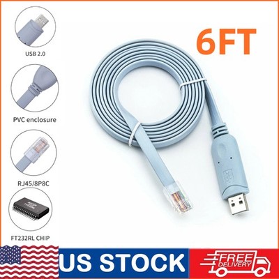 USB to RS232 Serial to RJ45 CAT5 Console Adapter Cable for Cisco Routers FTDI US