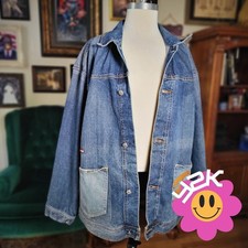 Y2K Rocawear Denim Jacket Mens Vintage 2000s ButtonUp Embroidered Streetwear XL