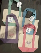 Trader Joe's Pastel Mini Canvas Tote Bags 2025 LIMITED EDITION NWT LOT OF 4