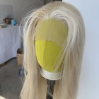 Heat Resistant Synthetic Hair Platinum blonde T Lace Front Wigs Long Straight