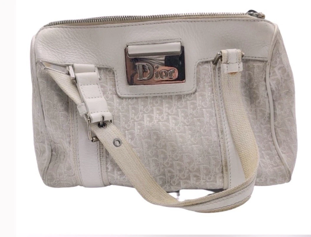 Authentique sac bowling Dior vintage en ivoire