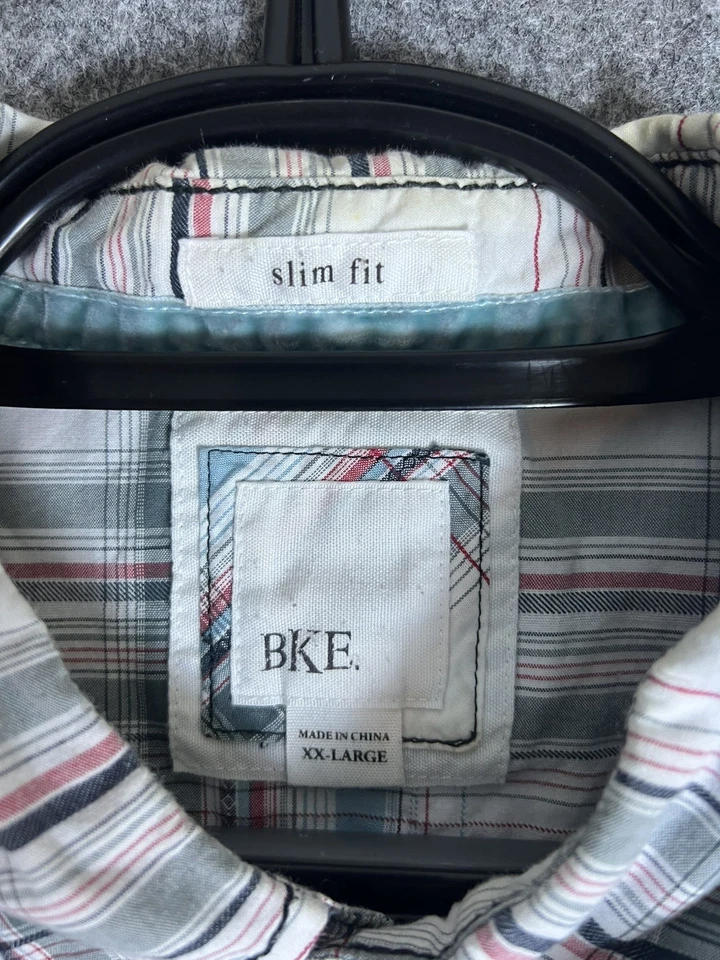 Camisa de franela BKE vintage para hombre 2XL calce ajustado manga larga con botones 100 % algodón Foto 3 de 4