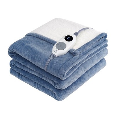 Cozy Heated Throw Blanket, Flower Jacquard Electric Blanket, 6 Heat Levels, Auto
