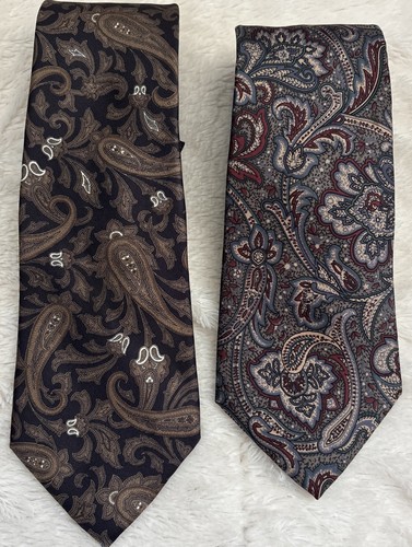 2 Vintage Christian Dior Men's Tie's Designer Necktie Paisley Print