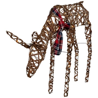 Northlight 35'' LED Lighted Feeding Rattan Reindeer Outdoor Christmas Decoration