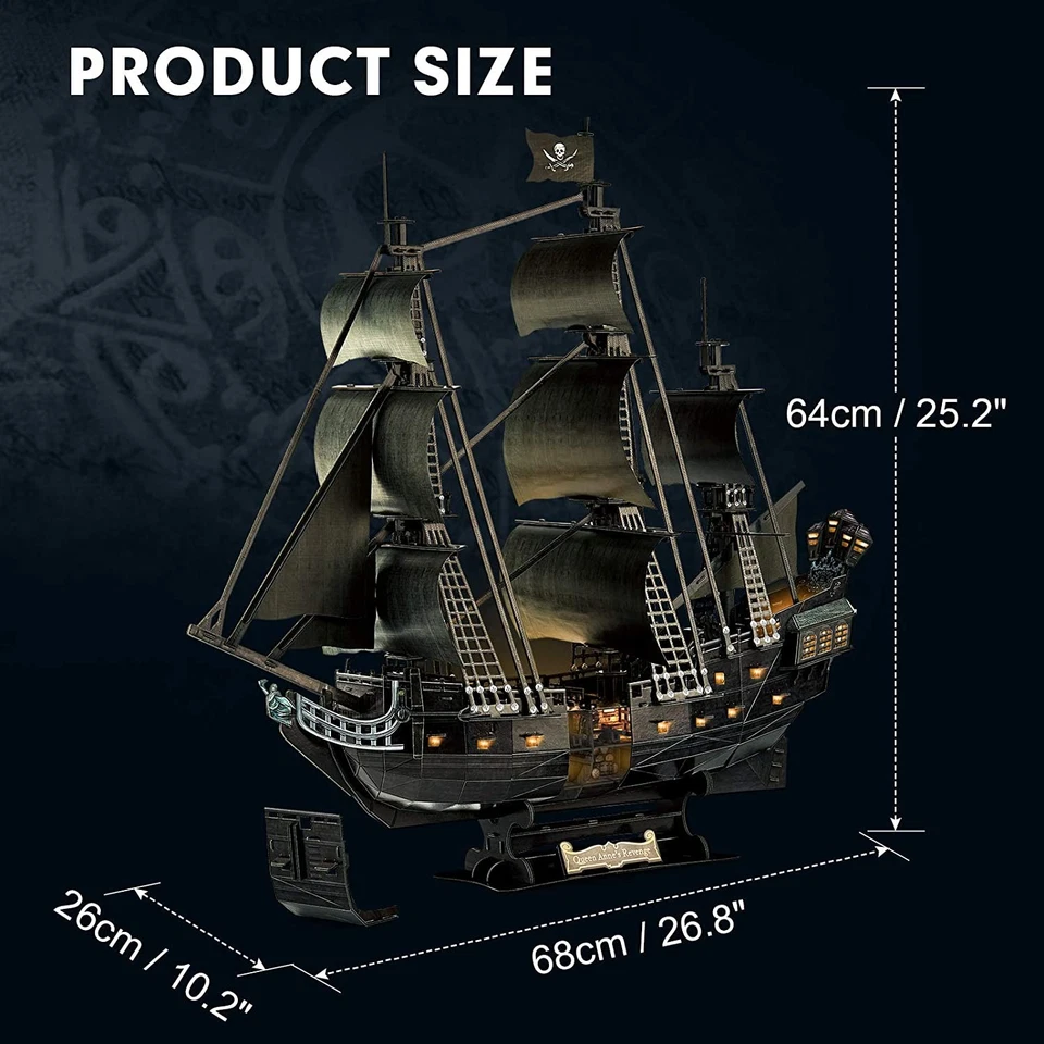 Puzzle 3D QUEEN ANNE'S REVENGE NAVE DEI PIRATI CubicFun - Immagine 4 di 4
