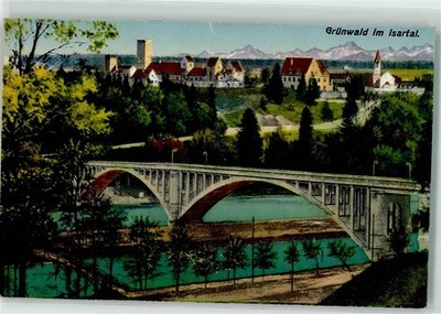 39245303 - 8022 Gruenwald Bruecke Turm Kirche Muenchen LKR