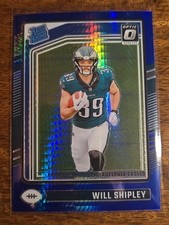 Will Shipley 2024 Donruss Optic Rated Rookie Blue Hyper Prizm #298 Eagles