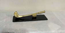Vintage Brass Golf Club Paper Holder Clamp Executive Desk Accessory Taiwan