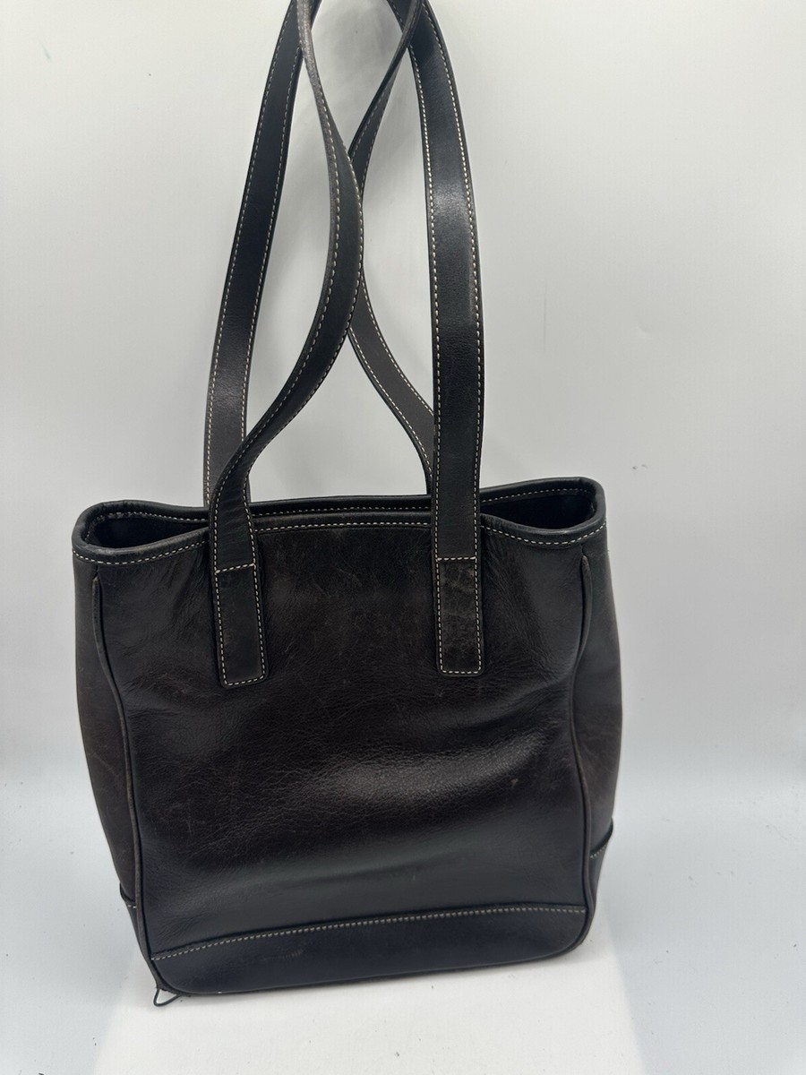 バッグ Vintage Coach Small Lunch Leather Tote VINTAGE COACH HAMPTON LUNCH BROWN LEATHER TOTE SHOULDER BAG 7776