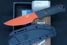 Benchmade 15600OR  Raghorn Fixed Blade Knife Orange/Twill Carbon Fiber USA Made