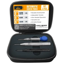 Automatic Center Punch Set – 3 Heavy Duty Spring Loaded Punch Tools for Metal, W
