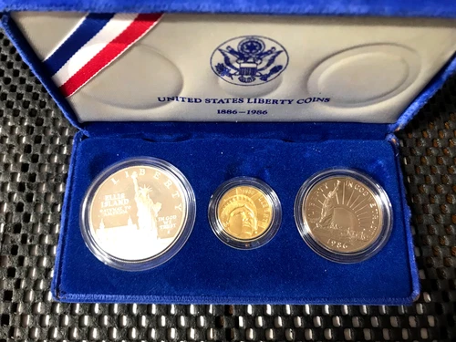 United States Liberty Coins Silver and $5 Gold and 1/2 Clad 3 Coins