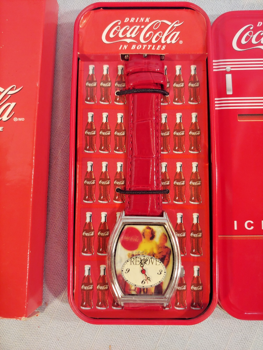 Vintage Coca-Cola Watch in Refrigerator Tin Original  display picture 1